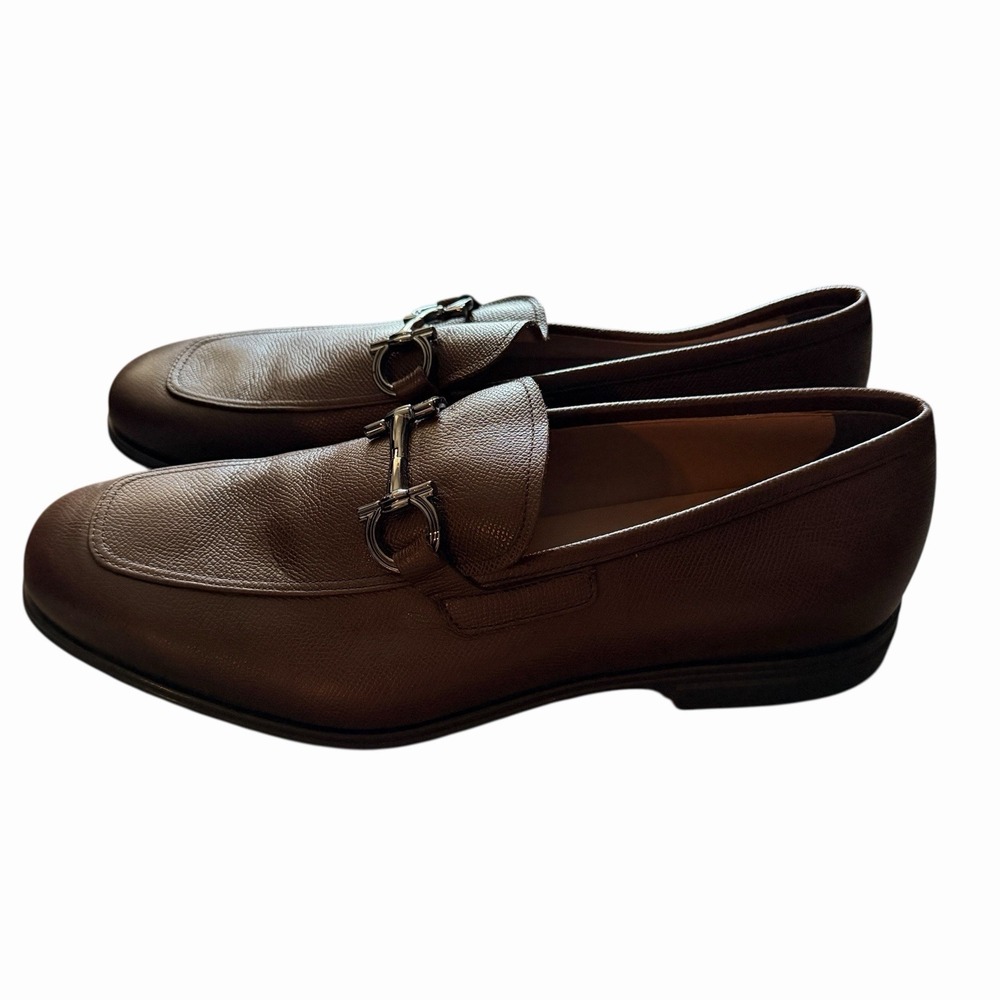 Salvatore Ferragamo Men's Scarlet Gancini  Leather Loafers Brown 10.5 E - Picture 3 of 8